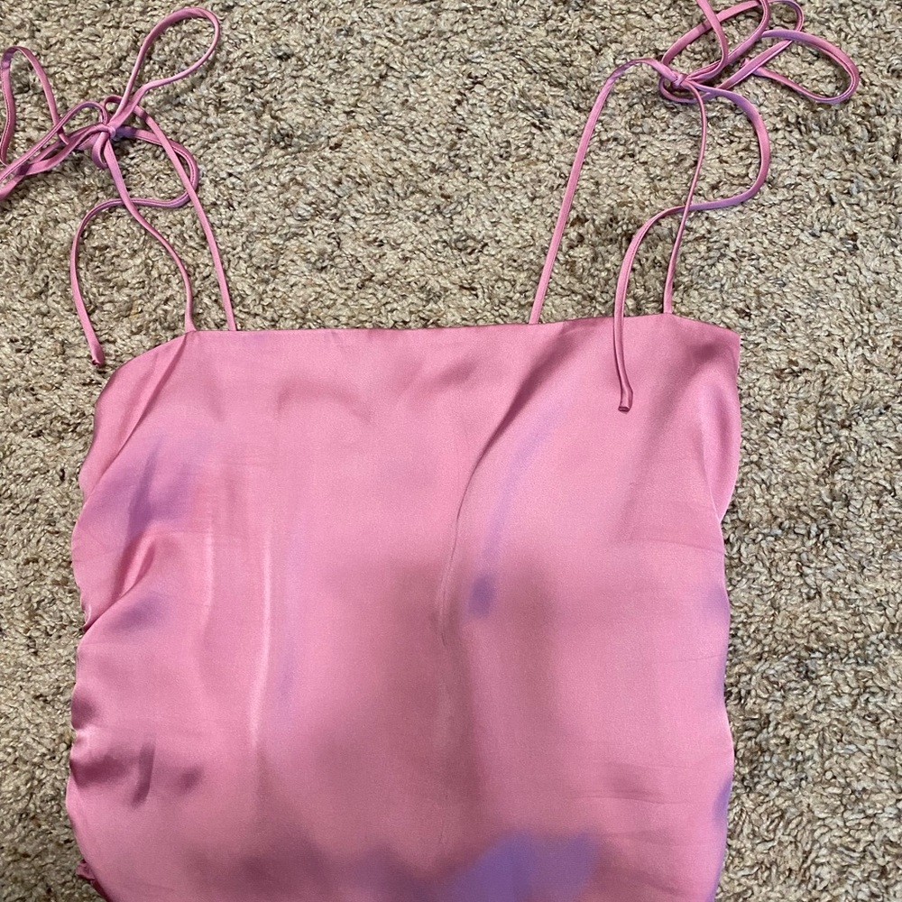 NWT Urban Outfitters pink satin tie top - size XS